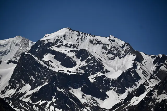 Om Parvat with snow forming the sacred Om