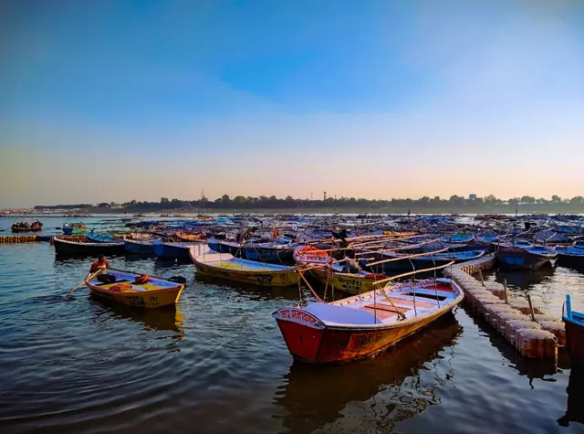 Boats at the Triveni Sangam, Prayagraj