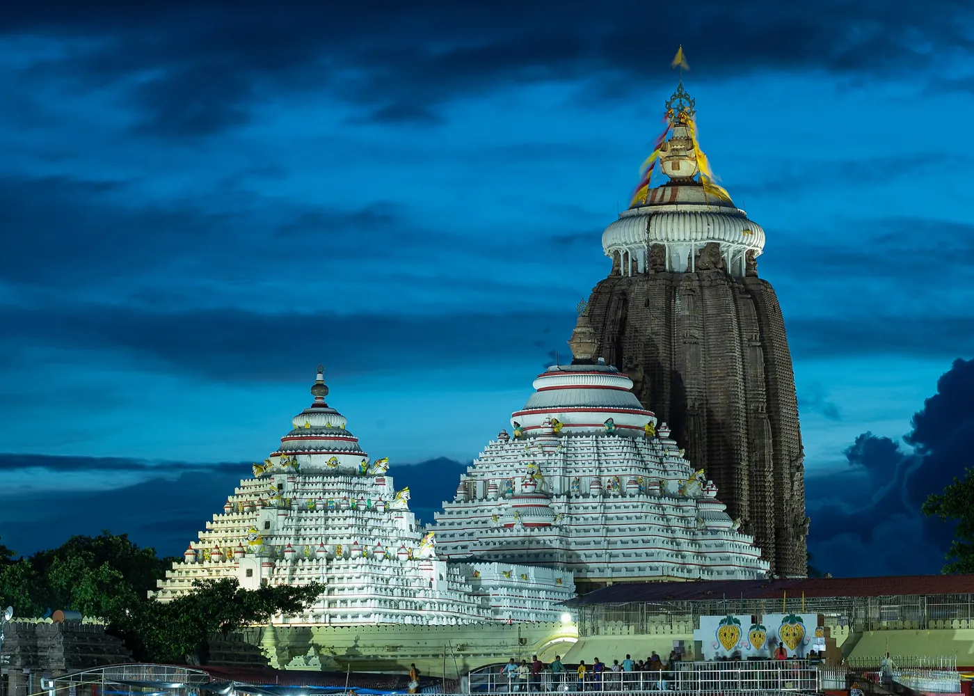 Jagannath Temple in Puri lit at night