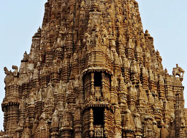 Carved spire of Dwarkadhish Temple, Dwarka