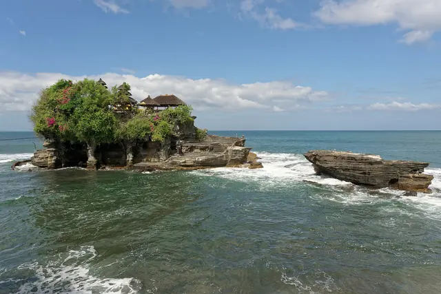 Tanah Lot sea temple on its rock off the Bali coast