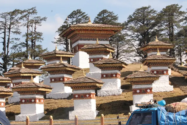 The 108 chortens of Dochula Pass in Bhutan