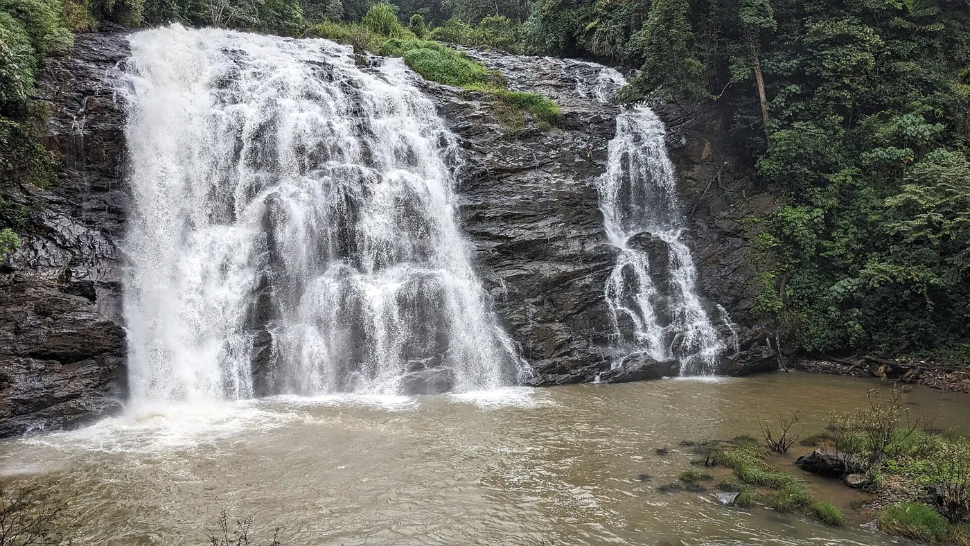 Abbey Falls cascading over rocks in Coorg