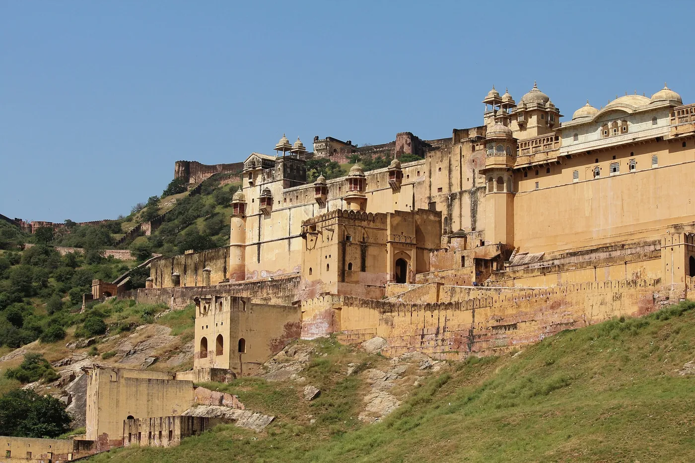 Amber Fort rising on a hillside near Jaipur